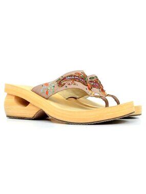 Skechers Funky Colorful Beads Sequins Boho Platform Sandals Thongs Wedge Size 7